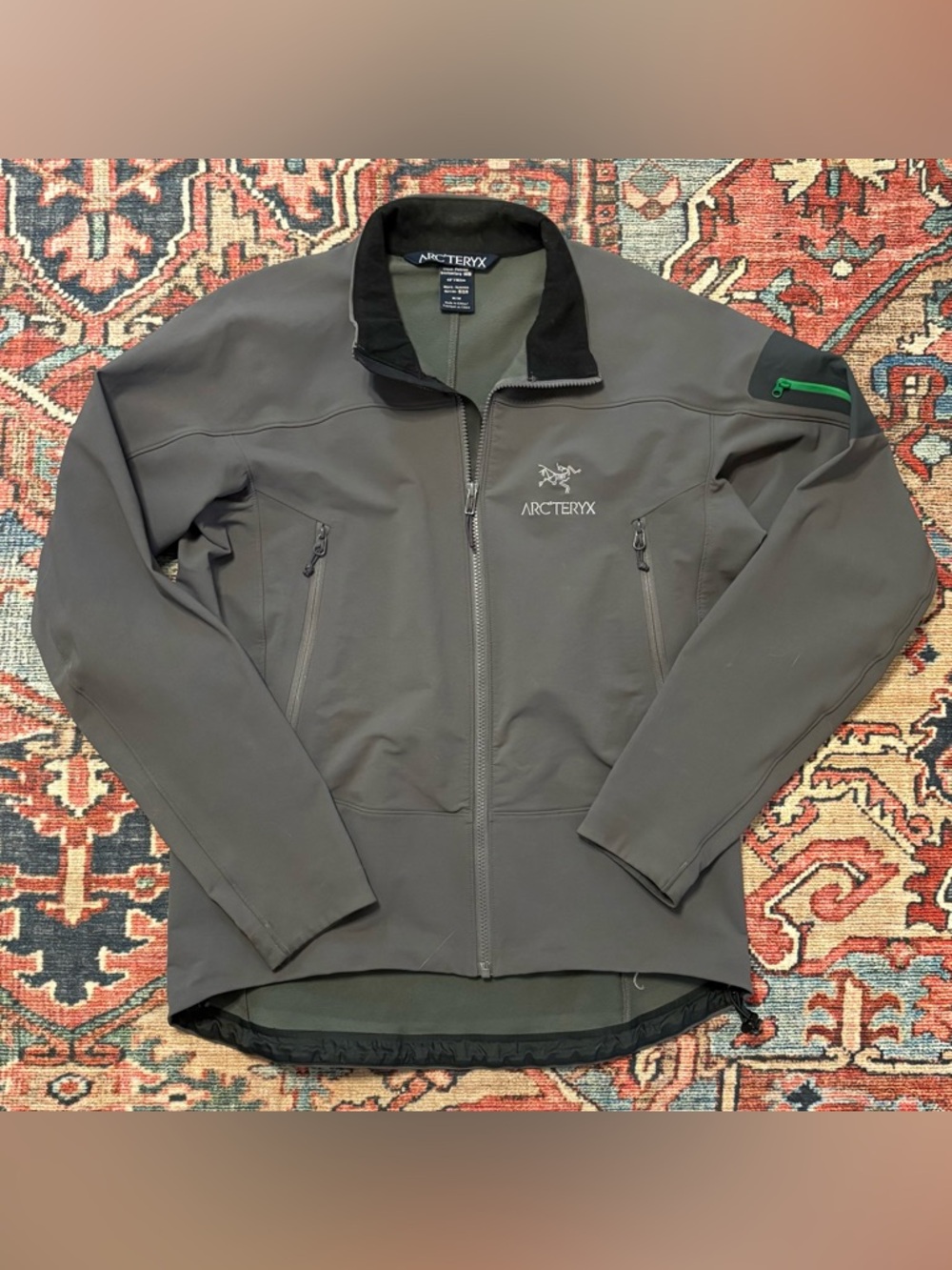 Arc'teryx Men's Grey Performance Softshell Jacket with Black Collar